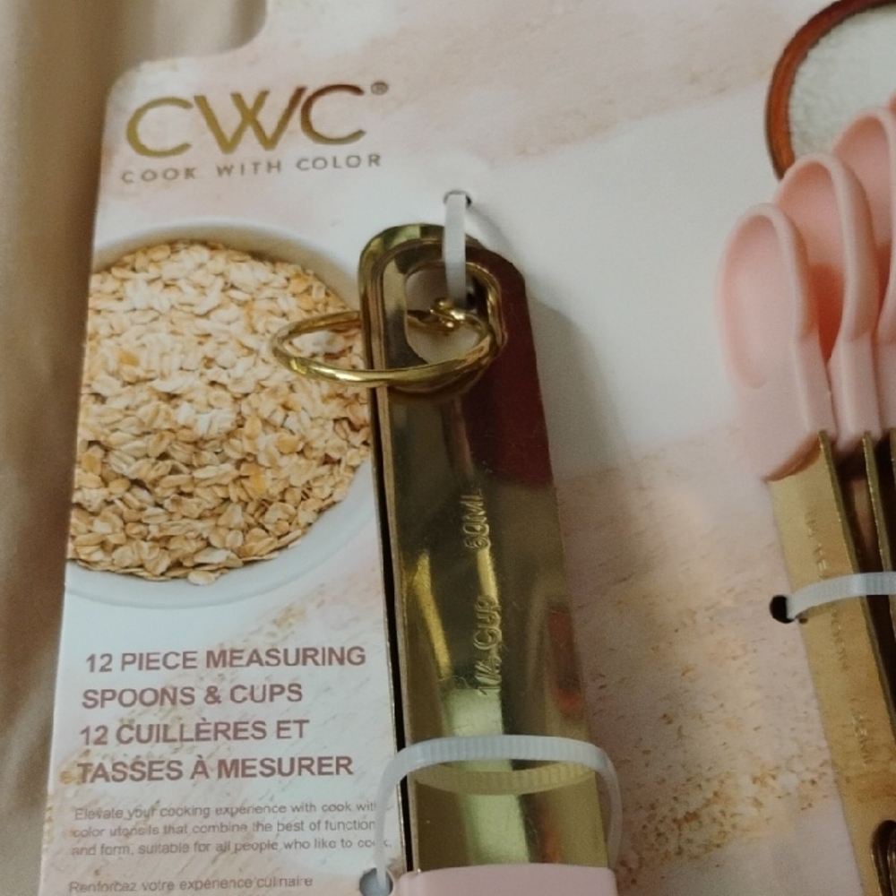 Pink and Gold Measuring Spoons & Cups Set